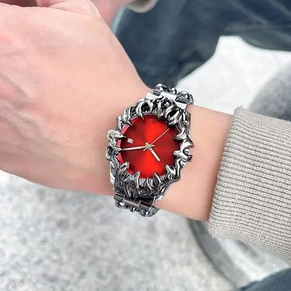 Gothic Stainless Steel Claw Watch Luminous Waterproof Quartz Wristwatch for Men